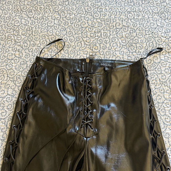 Baby Phat Denim - Baby Phat Shiny Black Lace-Up Pants